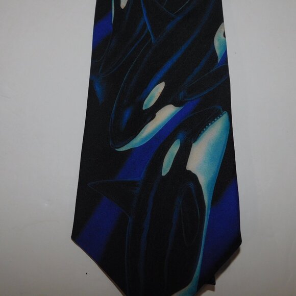 VTG 1994 D'em Crazy Blaine Heilman Killer Whale Orca Mens Neck tie - Picture 8 of 8